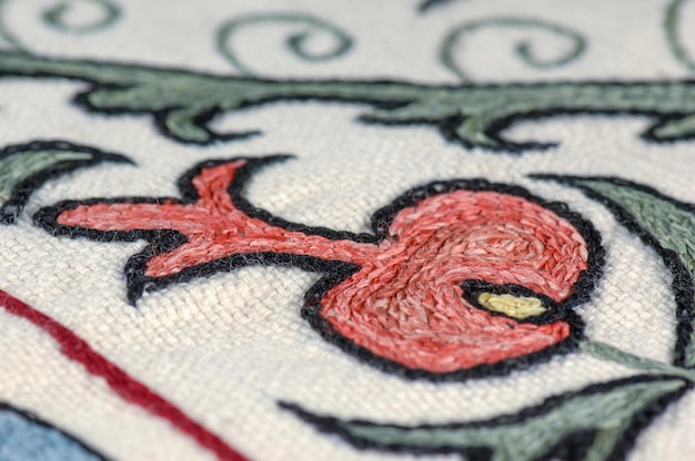Zbliżenie ściegu haftu